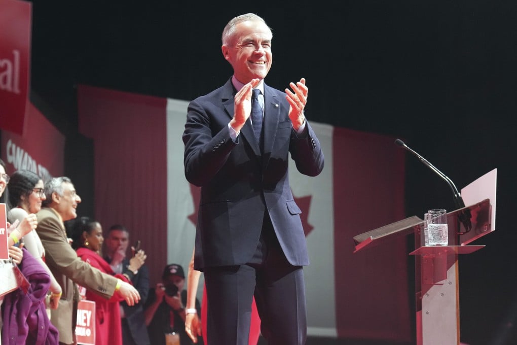 Canadian Prime Minister Mark Carney at his campaign headquarters on election night in Ottawa. Photo: The Canadian Press via AP