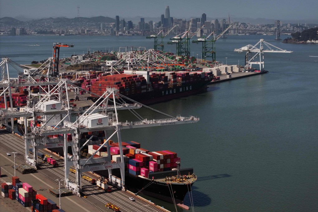 Container ships at the Port of Oakland on April 28. Photo: Getty Images/AFP