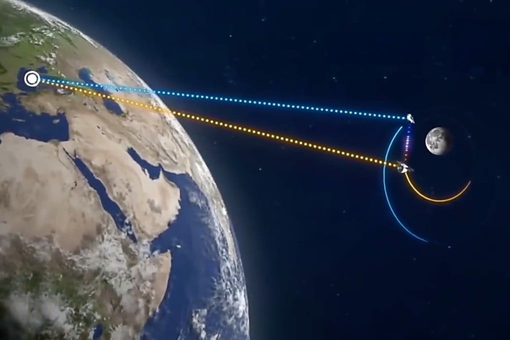 China’s Tiandu-1 satellite has taken part in a laser ranging experiment in Earth-moon space under strong daylight conditions, which the satellite’s developer said is a first. Image: CCTV