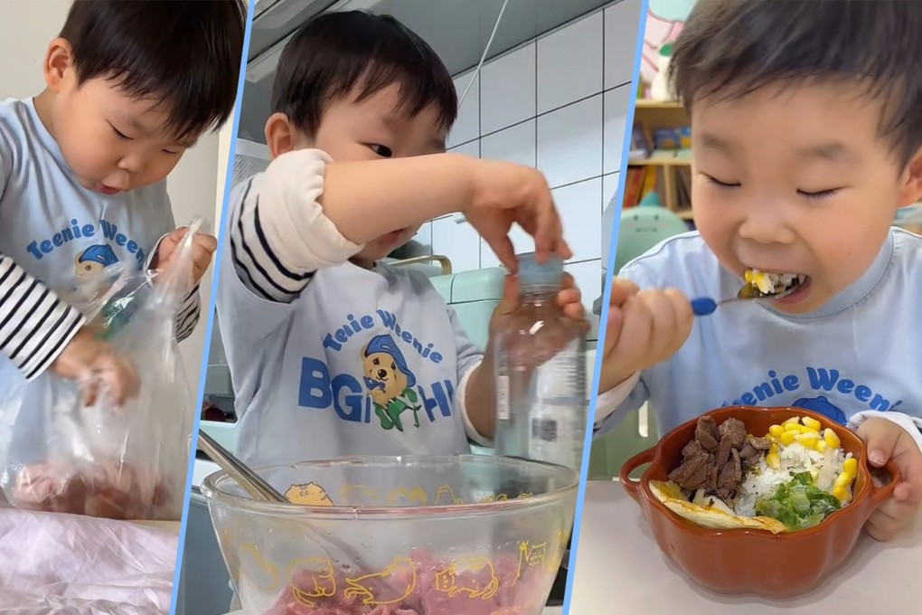 So-called reverse parenting, which allows mothers and fathers to relax while their children handle the housework after school, has taken hold in China. Photo: SCMP composite/Douyin
