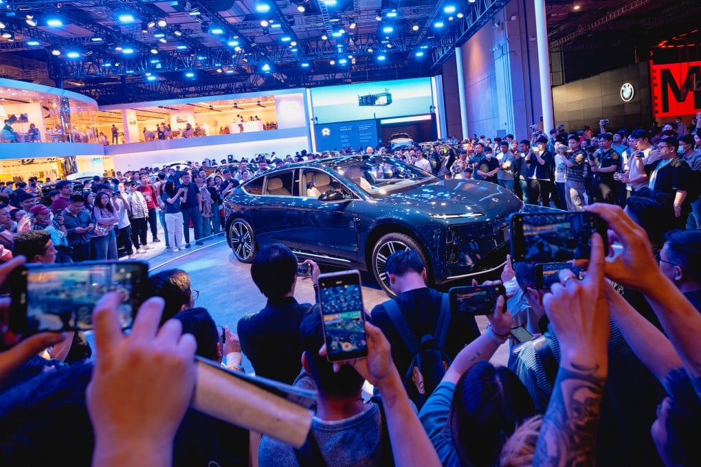 Nio’s ET9 electric car on display on the first day of the Shanghai Auto show. Photo: EPA-EFE