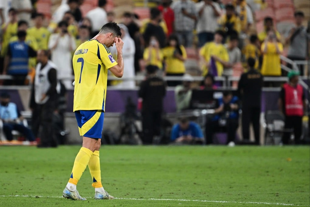 Al-Nassr forward Cristiano Ronaldo shows his disappointment after AFC Champions League Elite elimination. Photo: AP