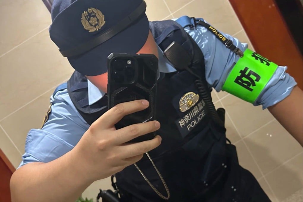 A man has raised concerns online after posting images of himself in a realistic Japanese police uniform replica. Photo: Handout