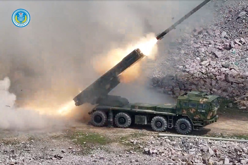 A People’s Liberation Army vehicle takes part in long-range live-fire drills in the East China Sea on April 2, 2025. Photo: PLA Eastern Theatre Command/Handout via Reuters