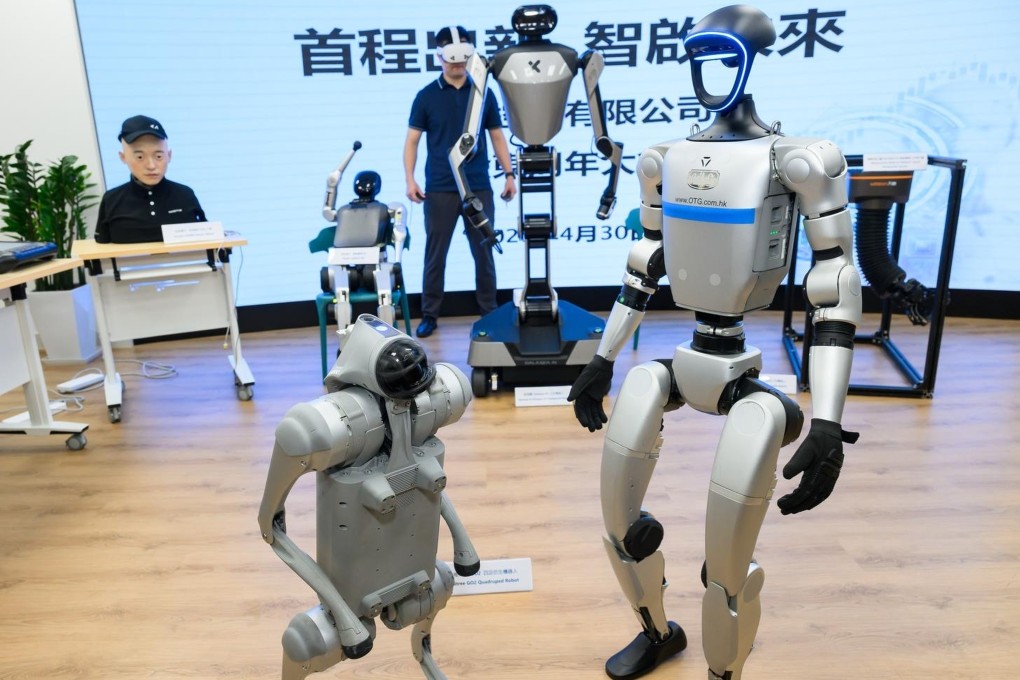 Shoucheng Holdings presents humanoid robots from some of its investee firms, including Unitree Robotics and Galaxea AI, at an event in Hong Kong on April 30, 2025. Photo: Handout
