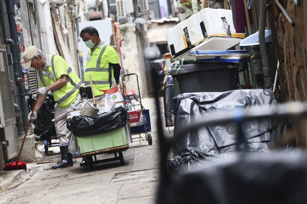 Cleaners on duty in Mongkok. Hong Kong has raised its minimum wage to HK$42.10 per house. Photo: Jelly Tse