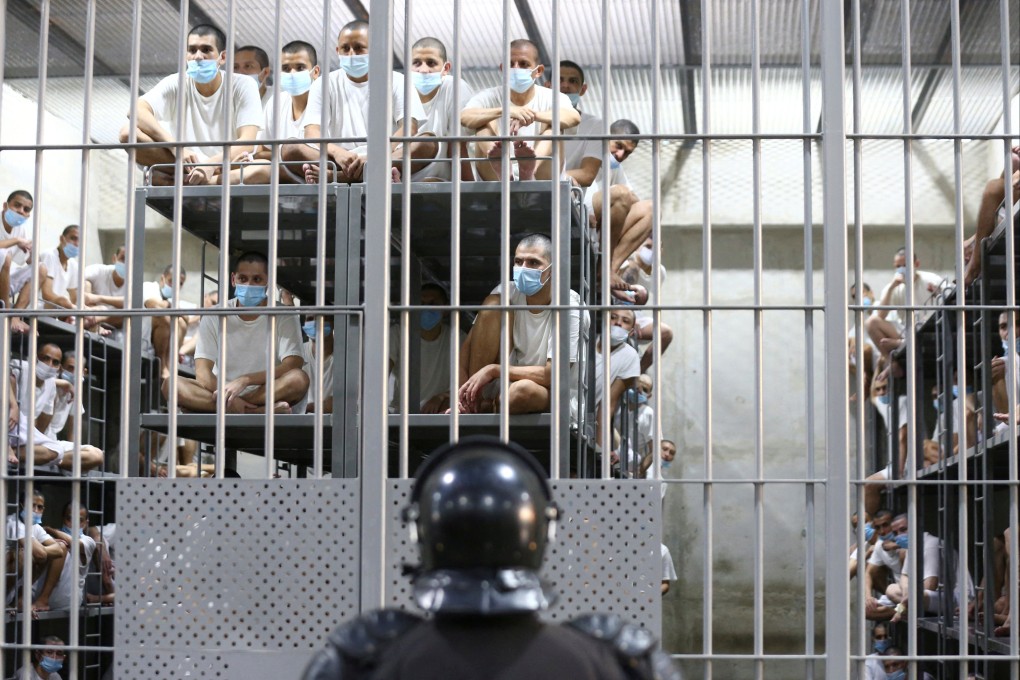 Inmates at the Terrorism Confinement Centre (CECOT) prison, in Tecoluca, El Salvador. Photo: Reuters