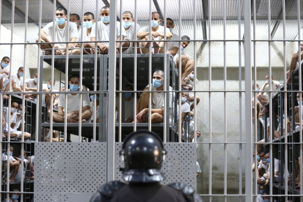 Inmates at the Terrorism Confinement Centre (CECOT) prison, in Tecoluca, El Salvador. Photo: Reuters