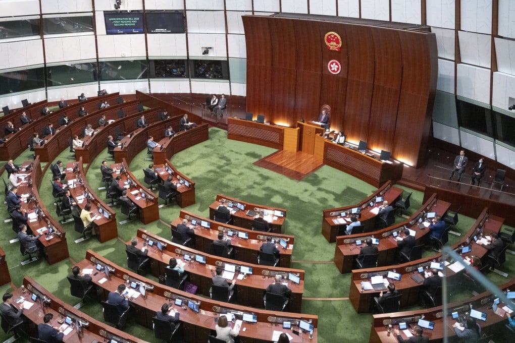 Lawmakers listen as Hong Kong’s Financial Secretary Paul Chan Mo-po presents the annual budget for 2025-26 on February 26. Photo: EPA-EFE
