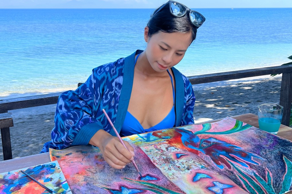 Hong Kong artist Sarah Tse works on a piece titled The Dope Bohemian in Lombok, Indonesia, in April 2024. Photo: Sarah Tse