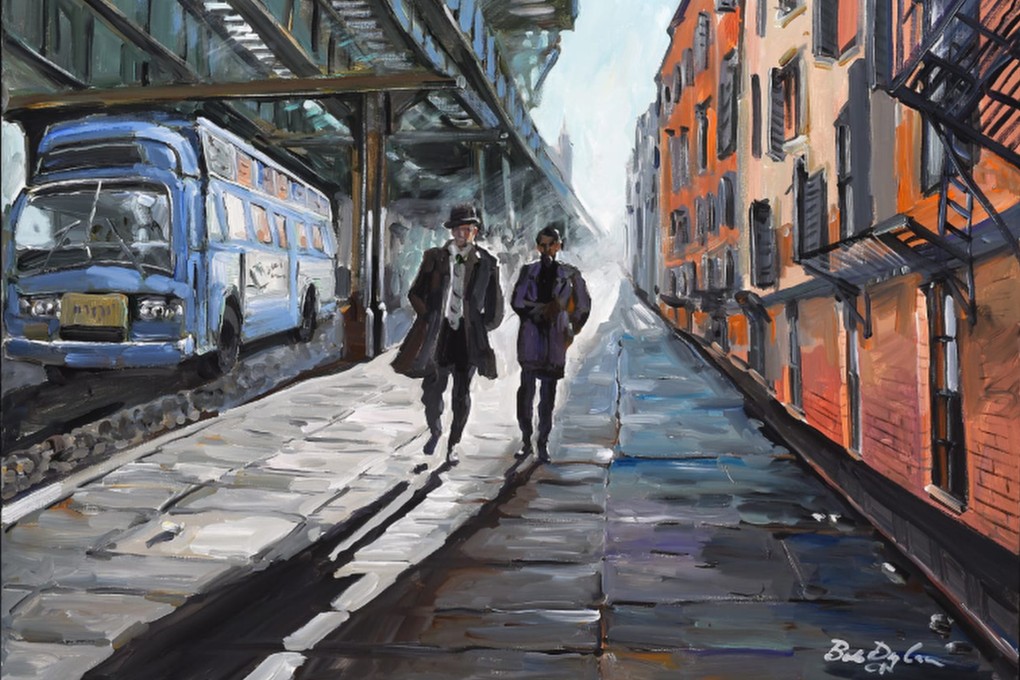Sidewalk by Bob Dylan. The work is among 97 by the singer-songwriter that are going on show at London’s Halcyon Gallery. Photo: Halcyon Gallery