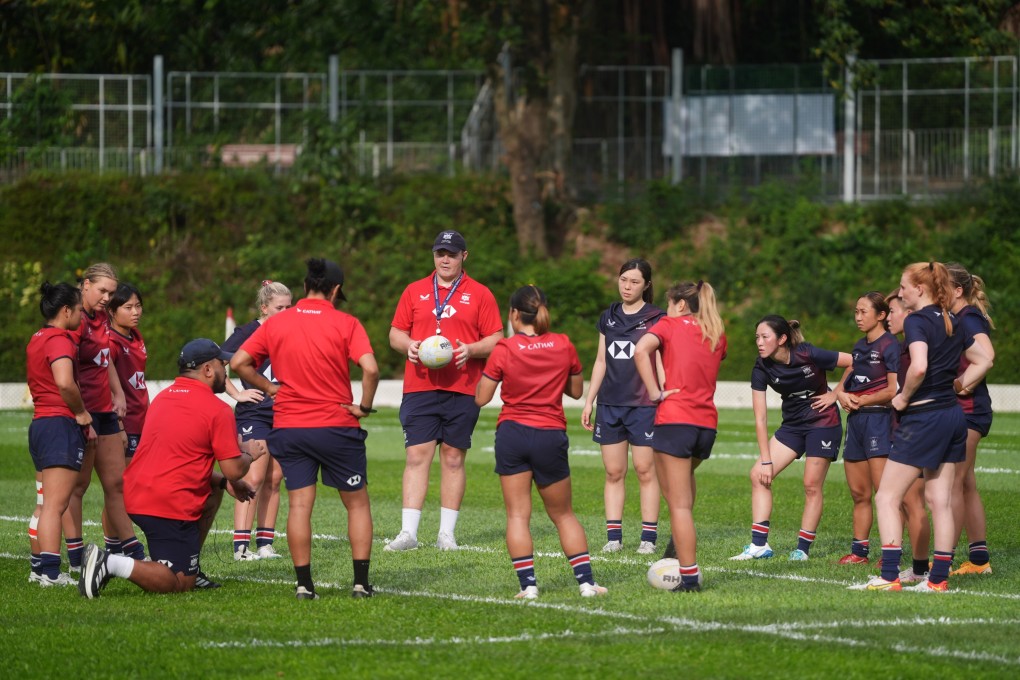 Lewis Wilson, the Hong Kong coach, addresses his squad during training in So Kon Po. Photo: Elson Li