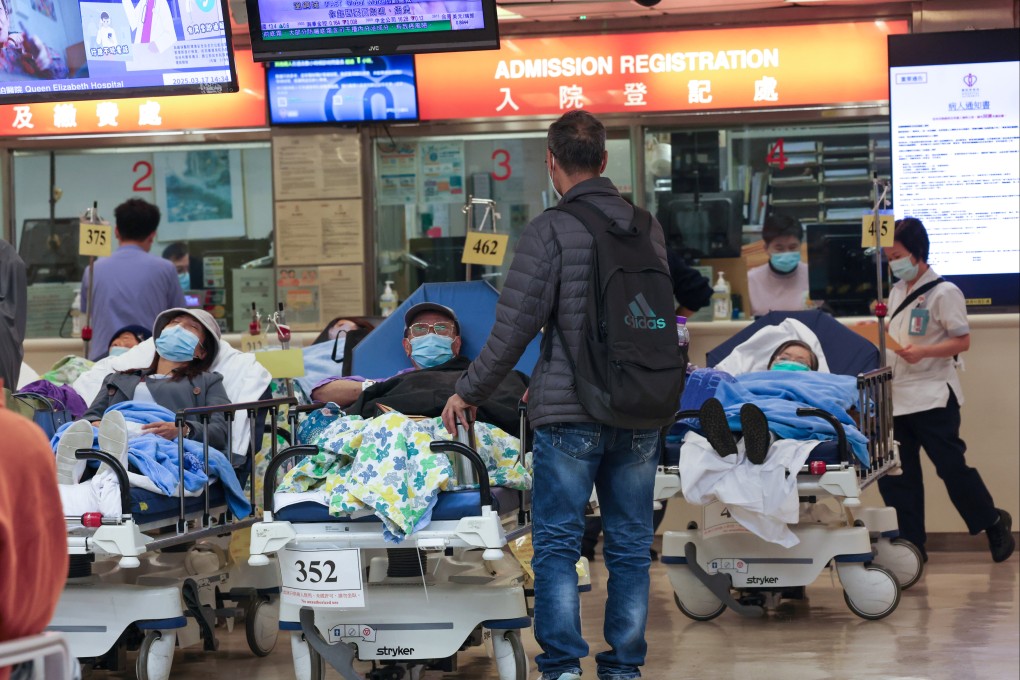 The crowded accident and emergency department at Queen Elizabeth Hospital in Jordan, Hong Kong, on March 17. Photo: Jelly Tse