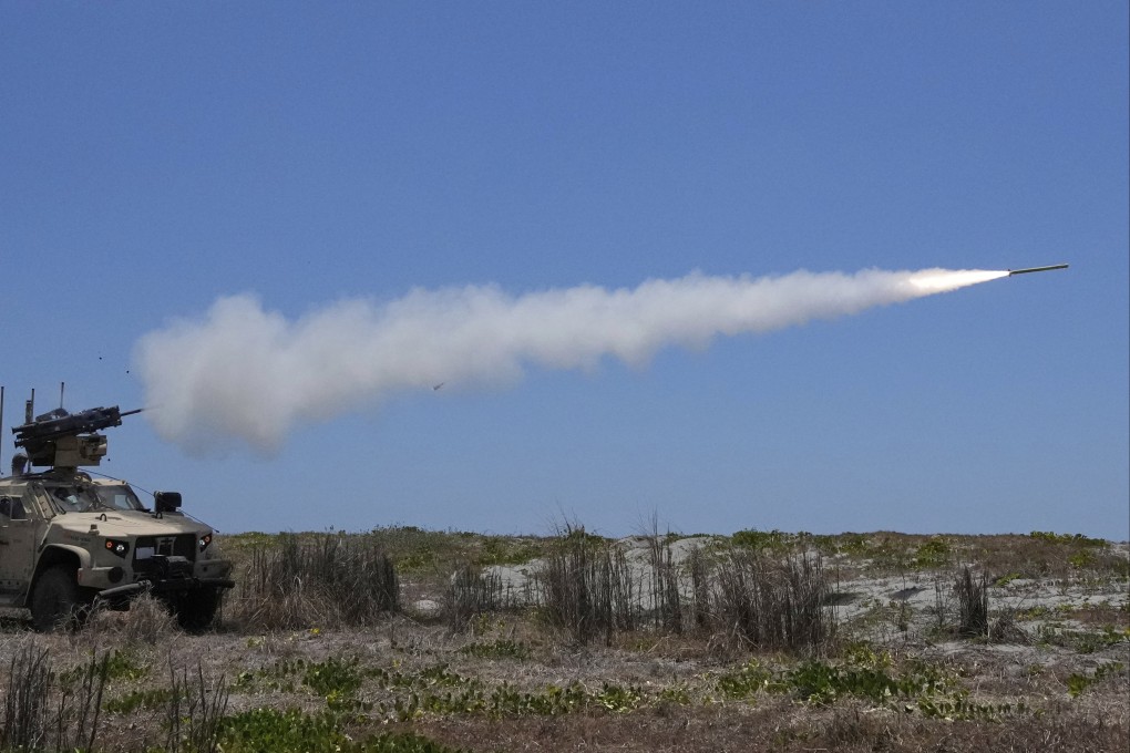 A US air defence system fires at a drone during a joint drill with the Philippines in San Antonio, Zambales province, in April. Photo: AP