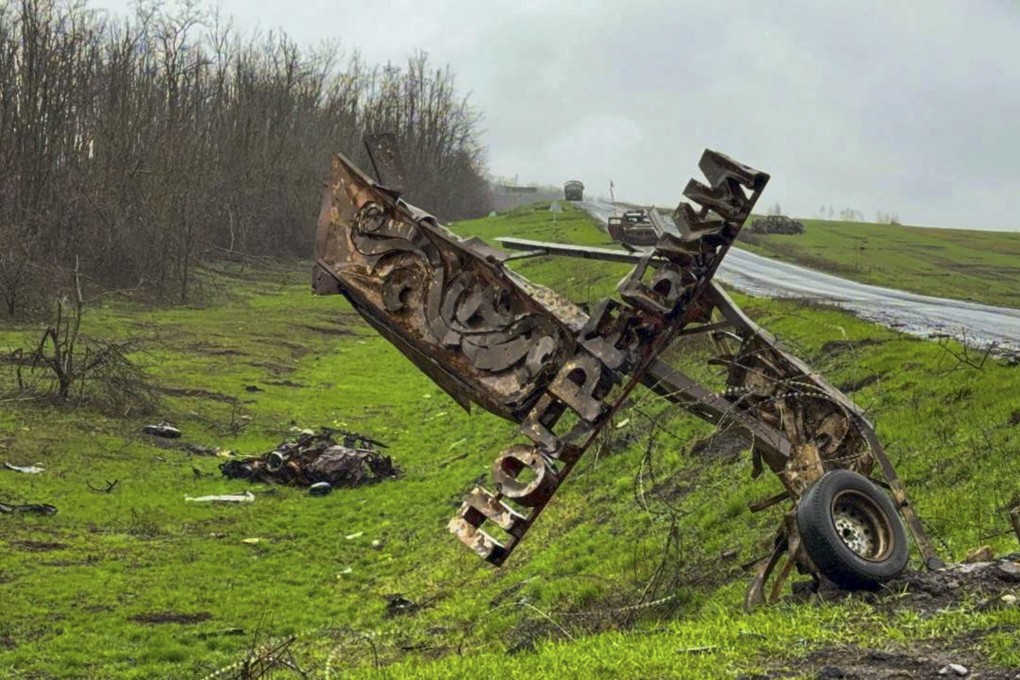The entrance to the village of Pogrebki, Russia’s Kursk region. Photo: Alexander Khinshtein via EPA-EFE