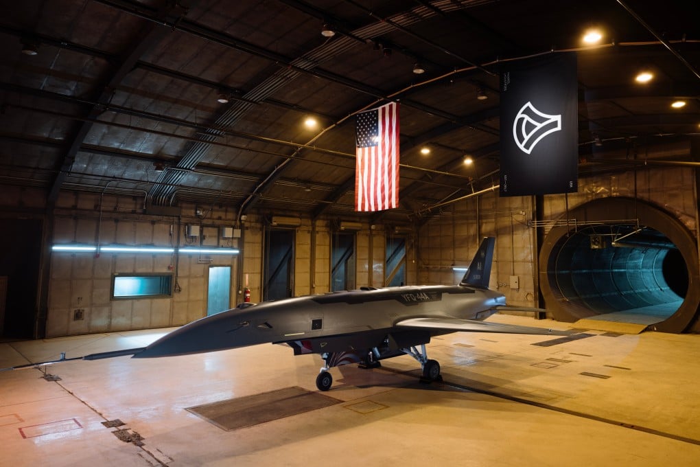 A YFQ-44A drone prototype developed for the US Air Force by defence contractor Anduril is staged in a testing chamber in Costa Mesa, California on Thursday. Photo: US Air Force