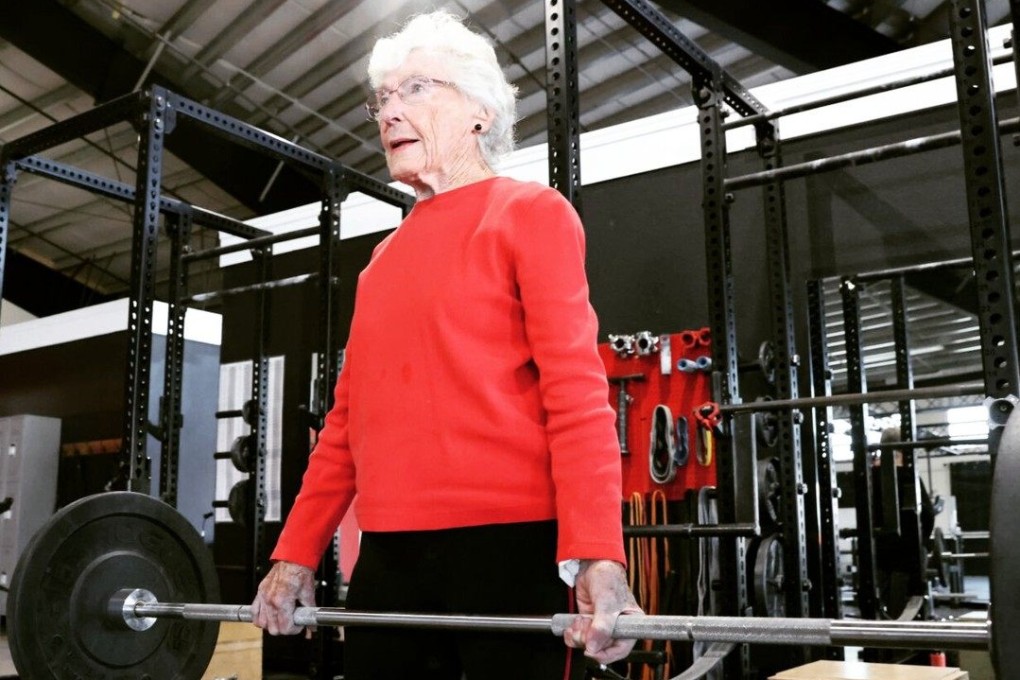 95-year-old powerlifter Cathrine Kuehn in 2022. The world champion says ageing well is about keeping moving. Photo: instagram.com/redmondspox