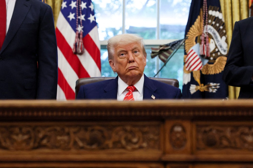 US President Donald Trump making his announcement about a trade deal with the UK. Photo: Reuters