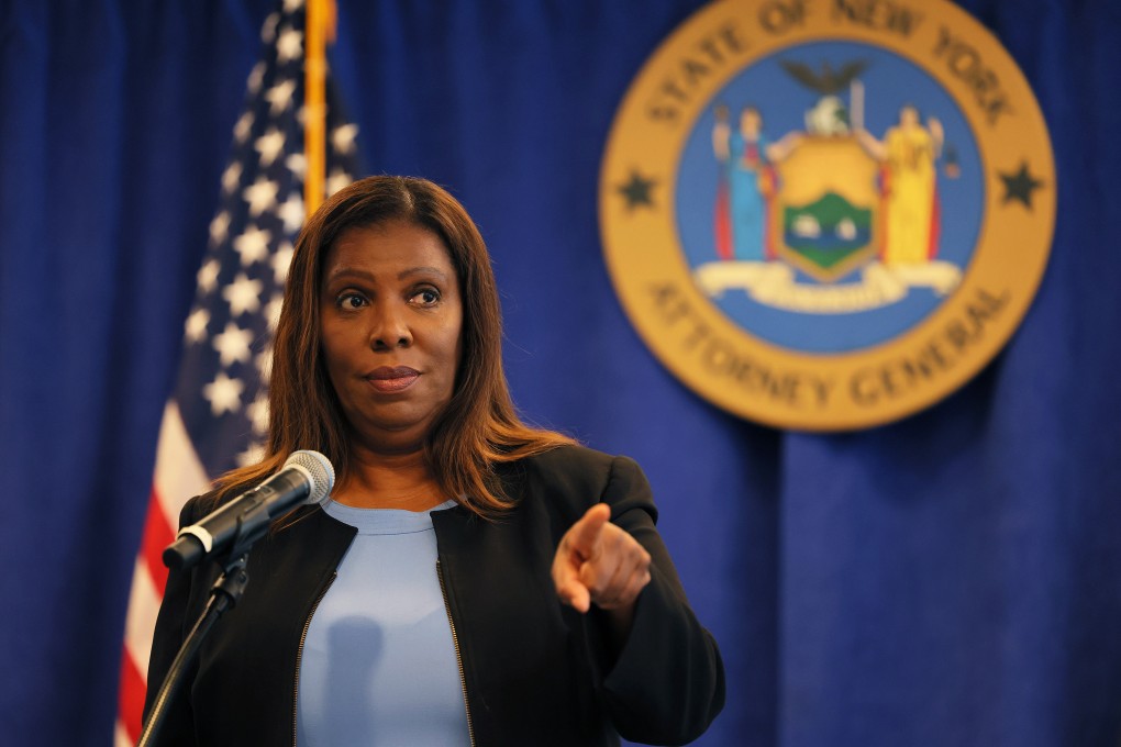 New York Attorney General Letitia James speaks during a press conference in July 2022. Photo: TNS