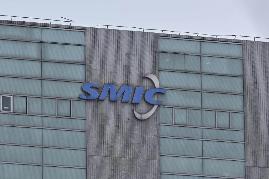 The logo of Semiconductor Manufacturing International Corporation at the chipmaker’s facilities in Shanghai on March 15, 2024. Photo: AFP