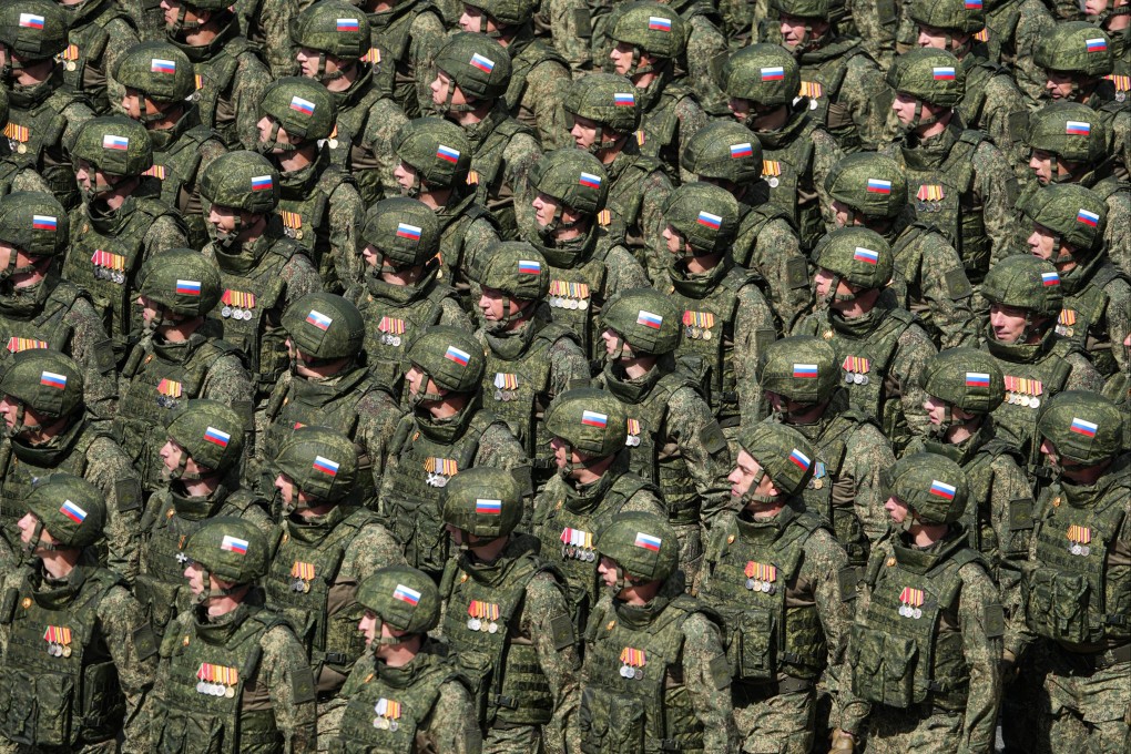Russian servicemen marching in the Victory Day military parade in Moscow’s Red Square. Photo: RIA Novosti via EPA-EFE EFE