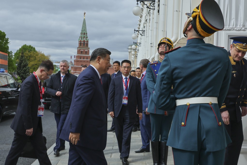China’s President Xi Jinping arrives for his meeting with Russian President Vladimir Putin at the Kremlin on May 8. Russia marks the 80th anniversary of the victory in World War II over Nazi Germany and its allies on May 9. Photo: EPA-EFE