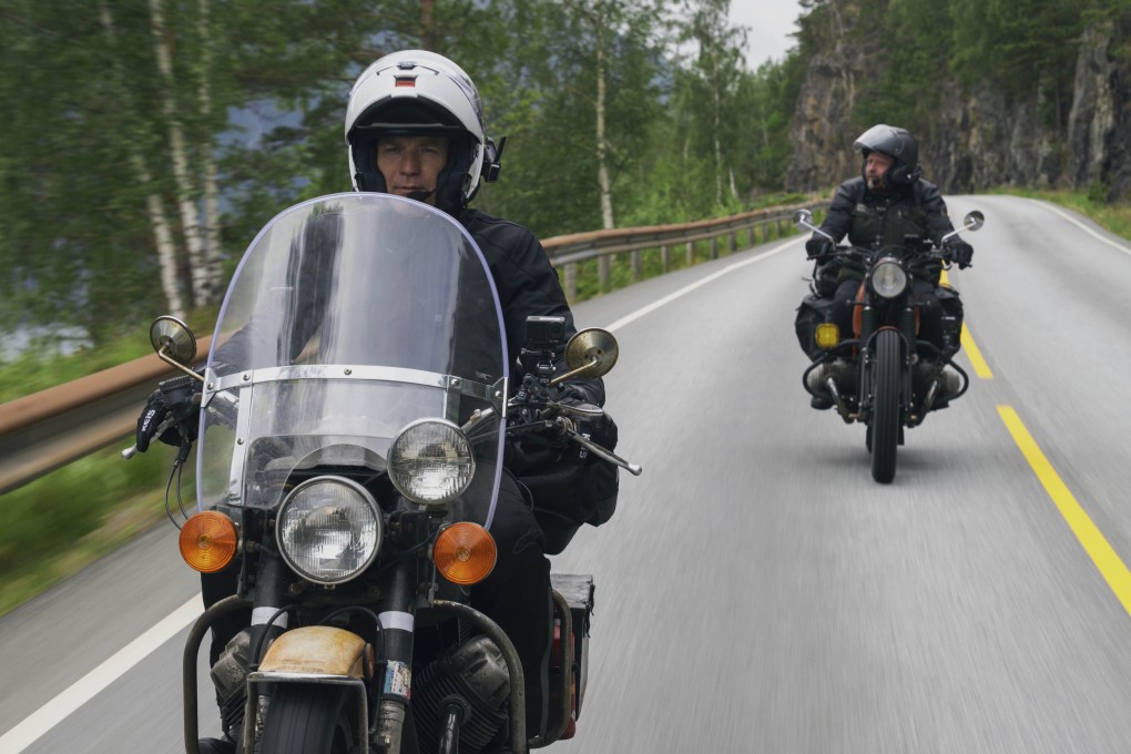 Ewan McGregor and Charley Boorman in a still from Apple TV+‘s Long Way Home, in which the pair ride around Europe on vintage motorcycles. Photo: Apple TV+ via AP