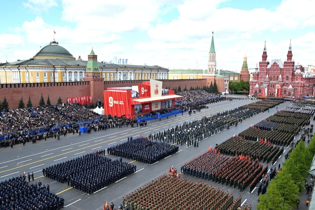 Russian servicemen march on Red Square during the Victory Day military parade in Moscow. Photo Kremlin via dpa