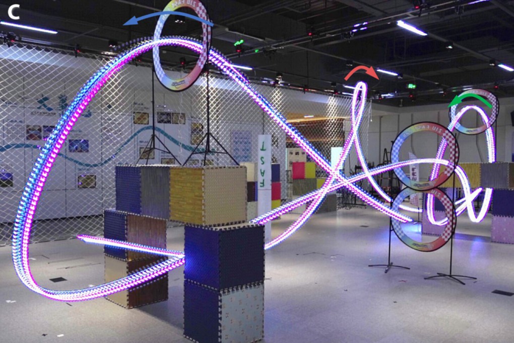 Drones perform aerobatics while avoiding obstacles. Photo: Handout