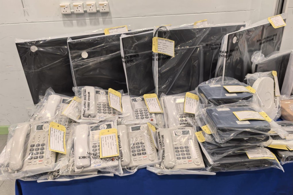 Police seized phones, computers, smartphones, scripts, investment contracts, principal receipts and falsified investment records. Photo: SCMP