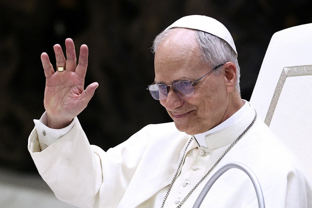 Pope Leo XIV holds an audience with representatives of the media in Paul VI hall at the Vatican on Monday. Photo: Reuters