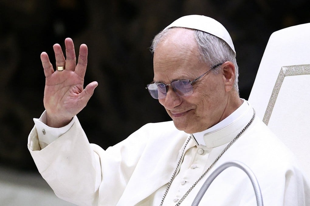Pope Leo XIV holds an audience with representatives of the media in Paul VI hall at the Vatican on Monday. Photo: Reuters