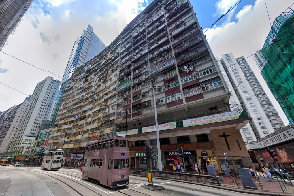 The window fell from the 62-year-old Nam Tin Building in North Point. Photo: Google Maps