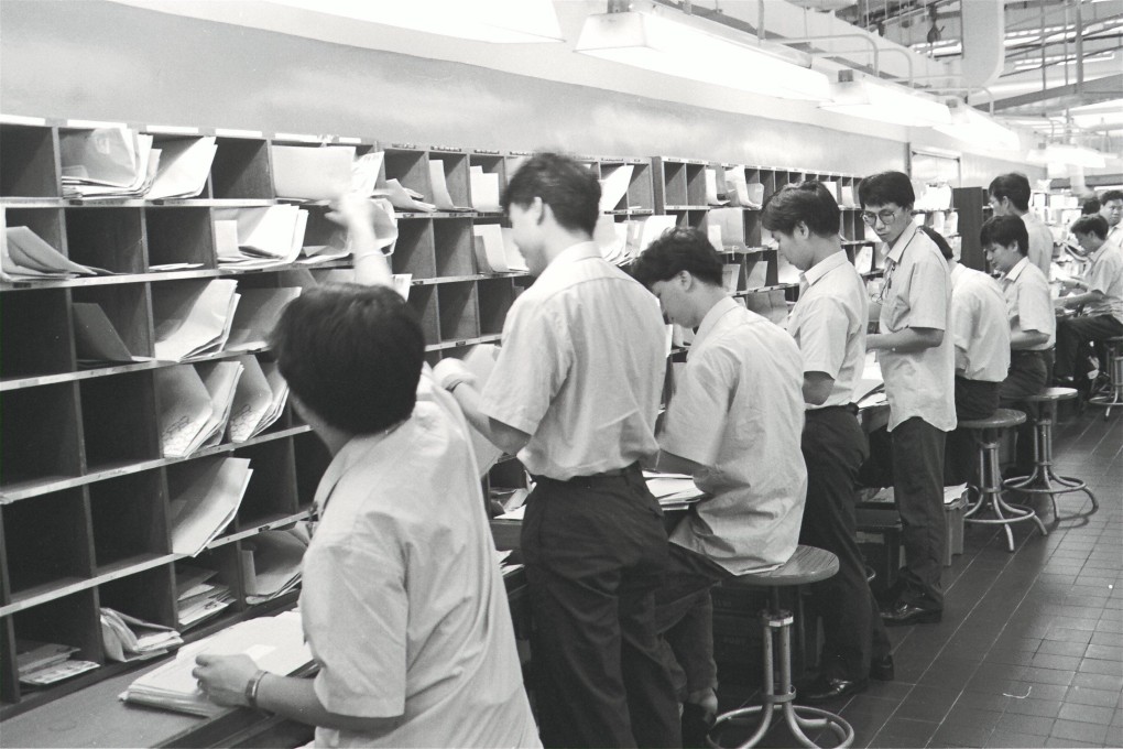 Letters are sorted at Hong Kong’s General Post Office in 1991. Photo: SCMP