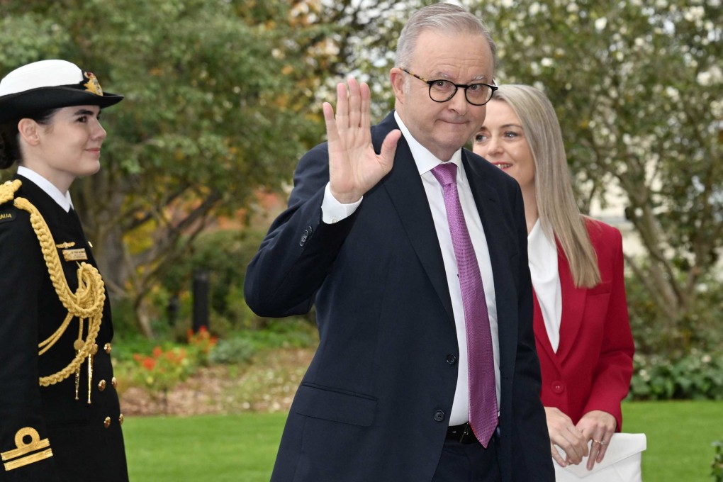 Australia’s re-elected Prime Minister Anthony Albanese arrives for his swearing-in ceremony at Government House in Canberra on Tuesday. Photo: AFP