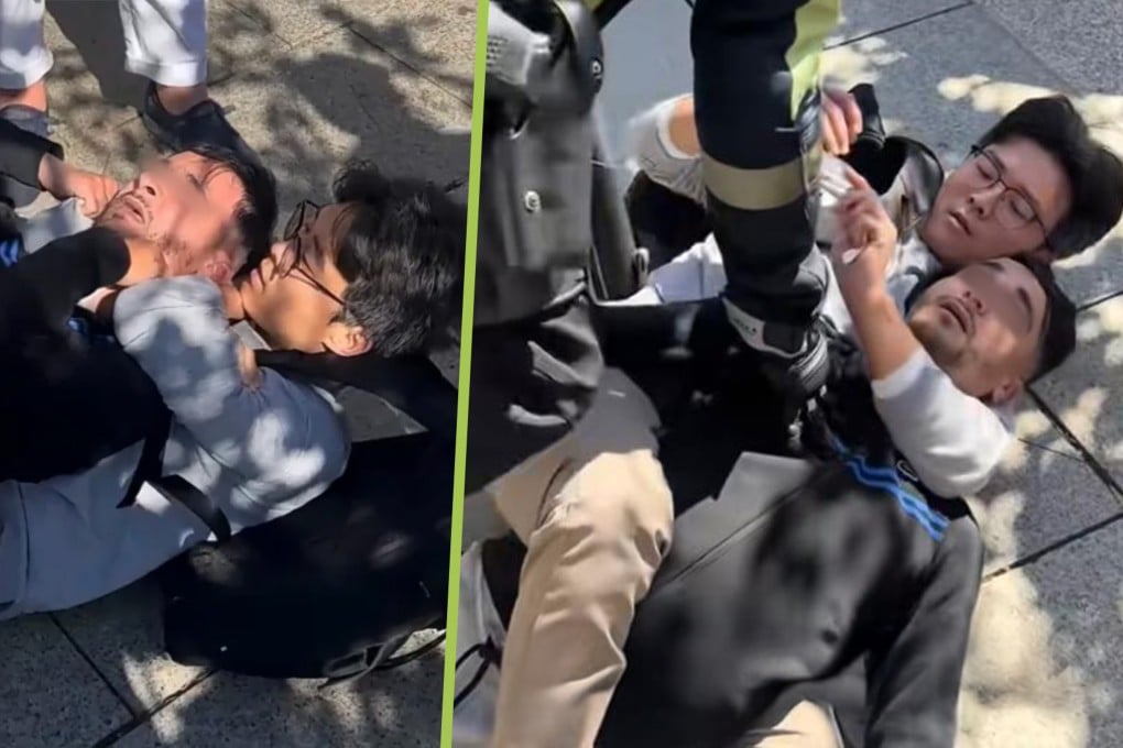 A photographer from China who subdued a street thief in Spain has earned widespread praise on social media. Photo: SCMP composite/Douyin