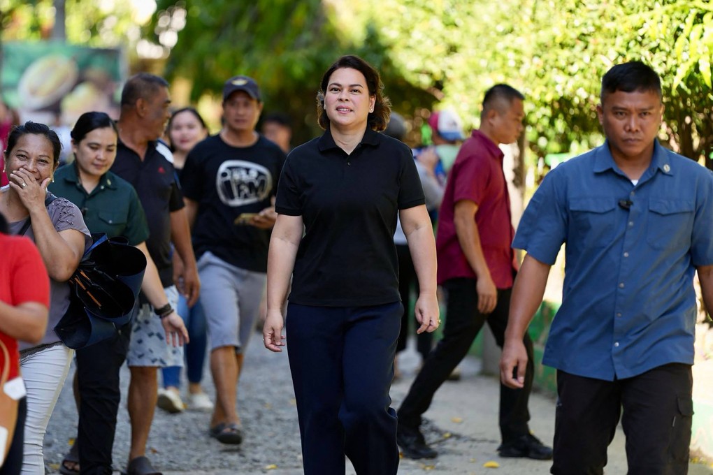 Philippine Vice-President Sara Duterte arrives to vote in the mid-term election at a polling station in Davao City on Monday. Photo: Office of the Vice-President of the Philippines / AFP / Handout