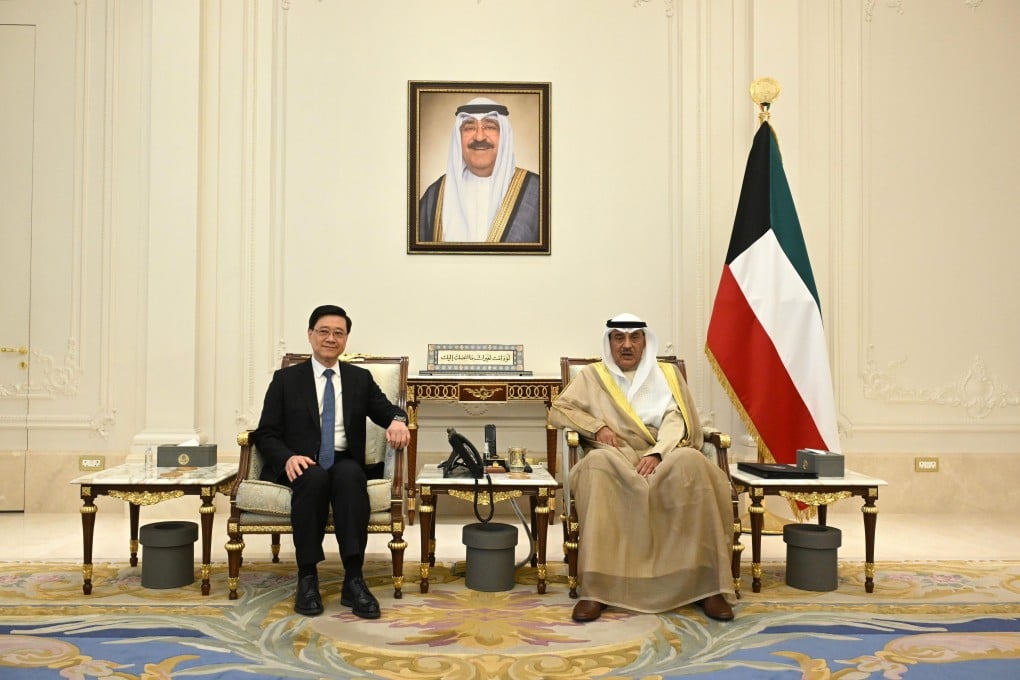 Chief Executive John Lee (left) alongside the crown prince of Kuwait, Sheikh Sabah Al-Khaled Al-Sabah. Photo: Handout