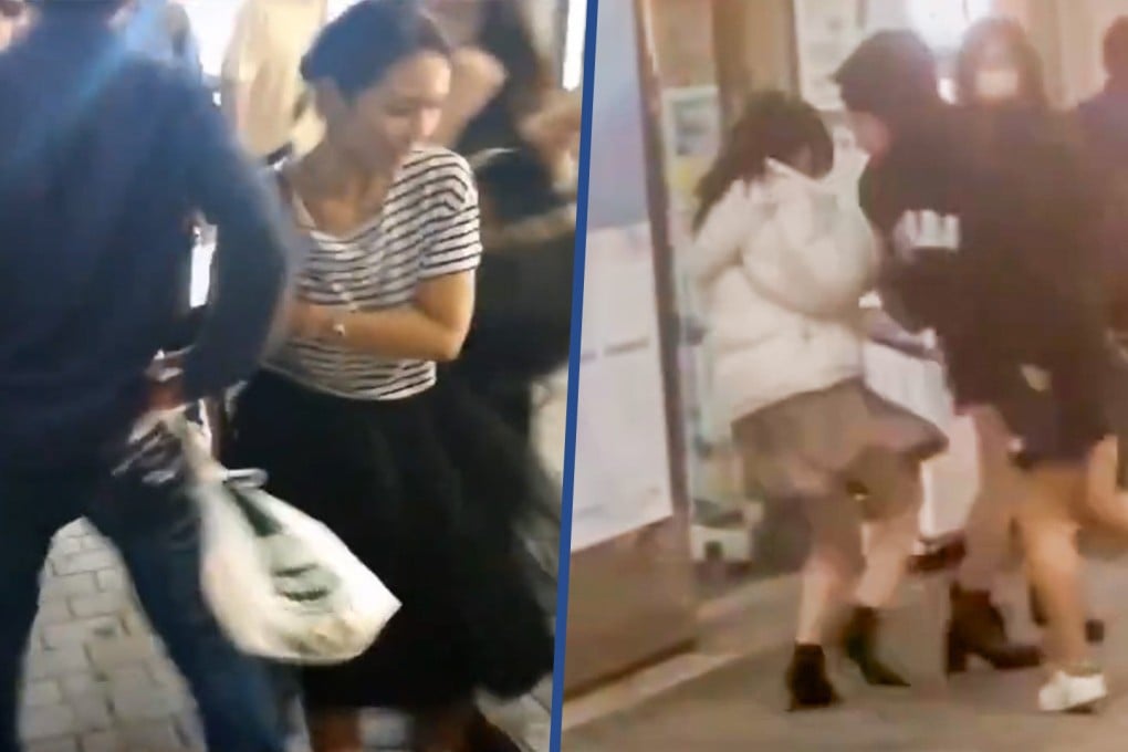 A group of Japanese men, known as the “bumping gang”, deliberately collides with pedestrians to release their frustrations. Photo: SCMP composite/Facebook