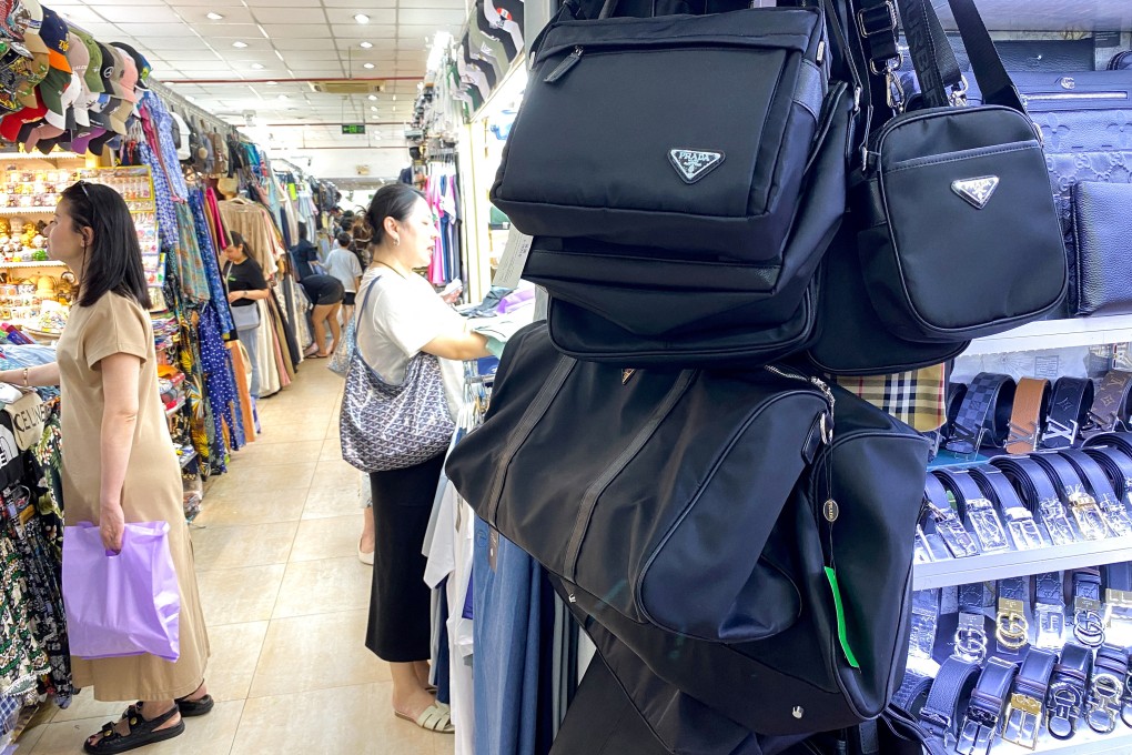Counterfeit products are displayed at a shop inside a shopping centre in Ho Chi Minh City, Vietnam, on Saturday. Photo: Reuters