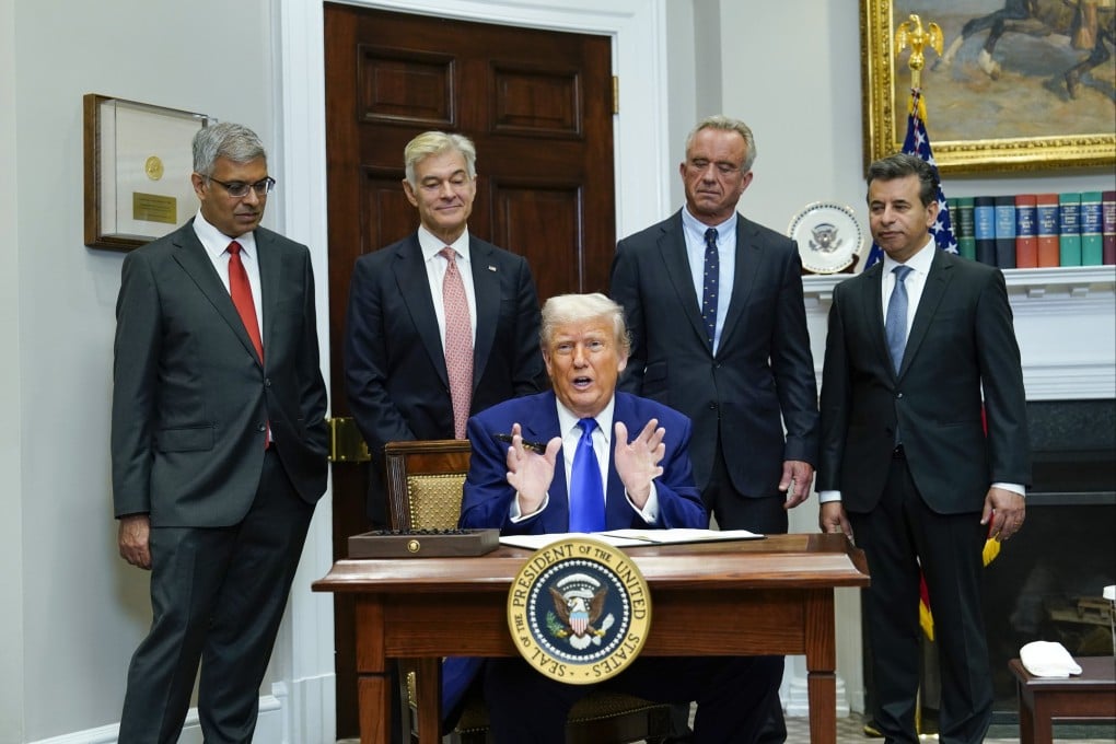 US President Donald Trump speaks during a press conference at the White House on Monday. Photo: EPA-EFE