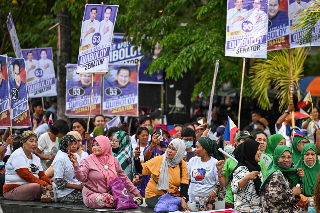People attend a campaign rally of senatorial candidates under the party of former Philippine president Rodrigo Duterte in Manila on May 8, ahead of the country’s midterm elections. Photo: AFP