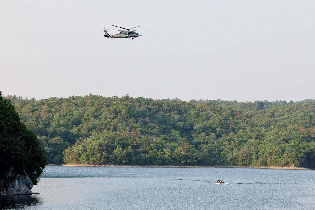 Lake Iruka, where a Japanese military training plane crashed on Wednesday. Photo: AFP