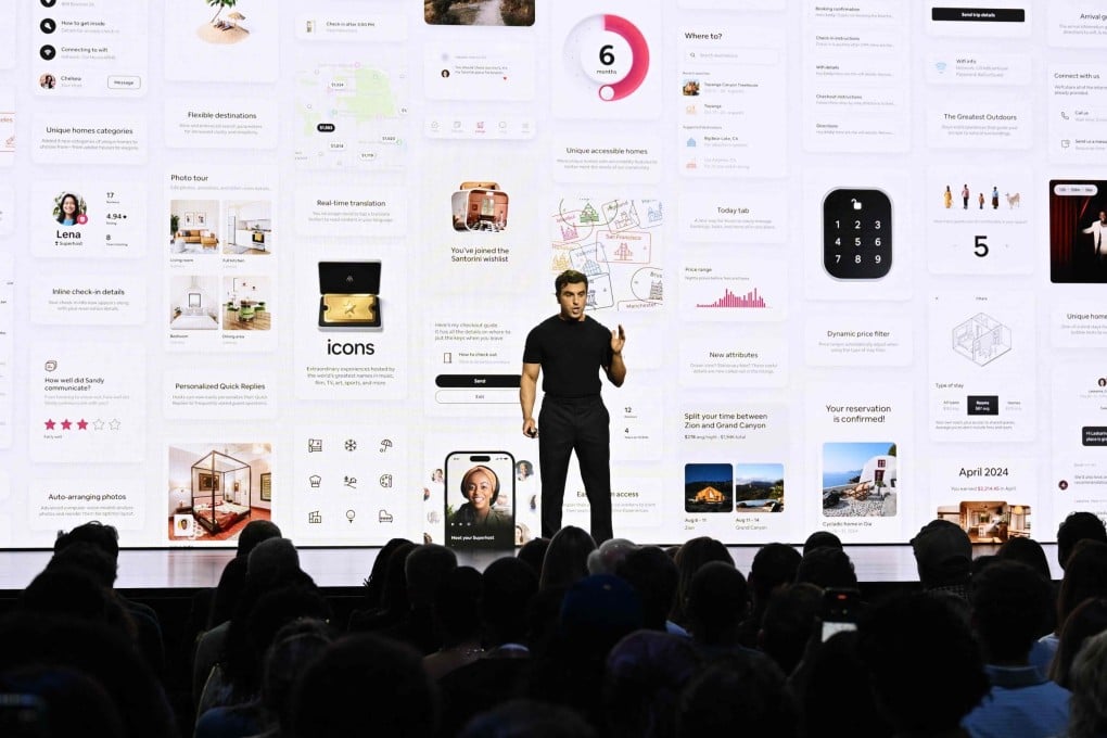 Airbnb CEO Brian Chesky speaks about Airbnb Experiences and the launch of Airbnb Services in Los Angeles on May 13. Airbnb has begun letting users book in-home services such as massages, chefs and personal trainers. Photo: AFP