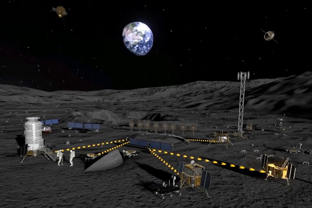 A video screenshot shows a concept for a joint China-Russia International Lunar Research Station. The base is part of China’s larger plan to establish a permanent human presence on the moon, supported by future crewed lunar missions. Photo: CNSA