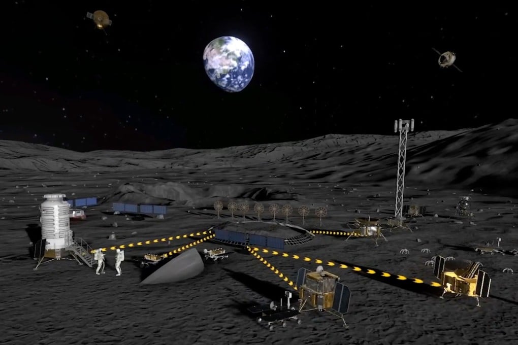 A video screenshot shows a concept for a joint China-Russia International Lunar Research Station. The base is part of China’s larger plan to establish a permanent human presence on the moon, supported by future crewed lunar missions. Photo: CNSA