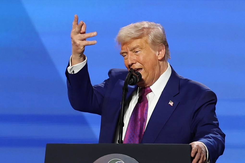 US President Donald Trump attends the Saudi-US Investment Forum in Riyadh, Saudi Arabia, on Tuesday. Photo: EPA-EFE