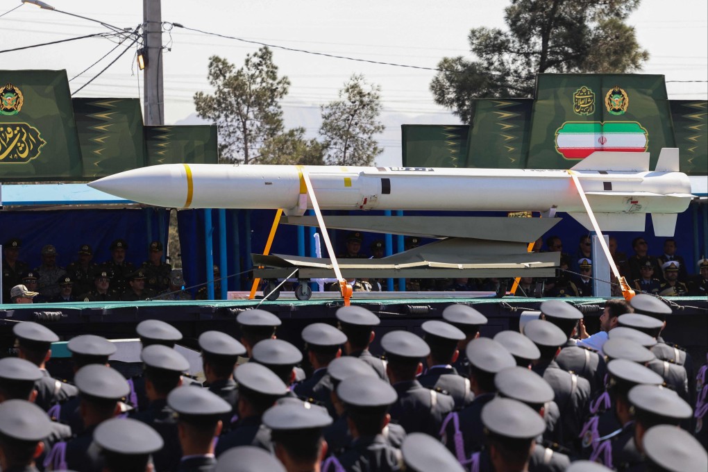 A military parade in Tehran in April 2025. Hong Kong-based Super Sources Industrial has been accused of supporting Iran’s missile programme. Photo: AFP
