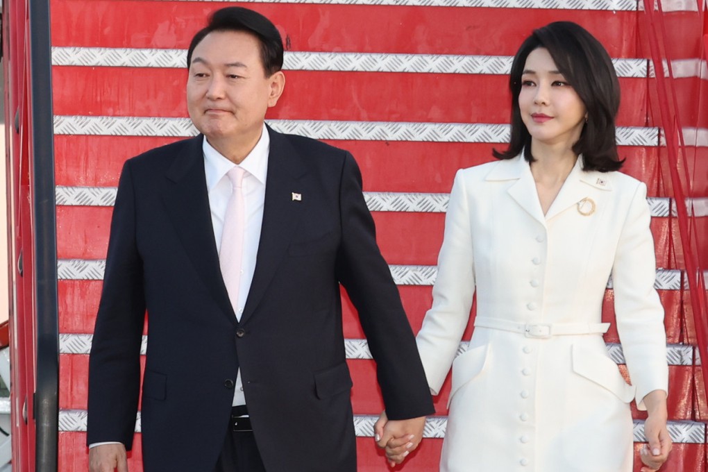Former South Korean first lady Kim Keon-hee with her husband Yoon Suk-yeol in Spain. Photo: YNA/dpa