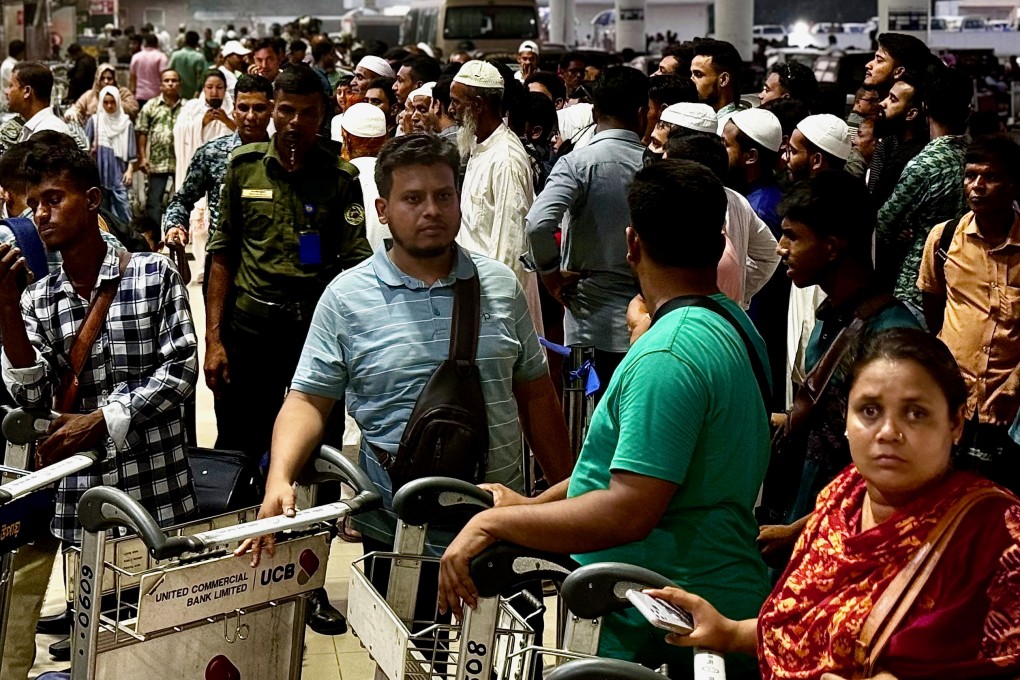 Prospective migrants and their families gather outside Dhaka airport on May 31 last year. Photo: Redwan Ahmed